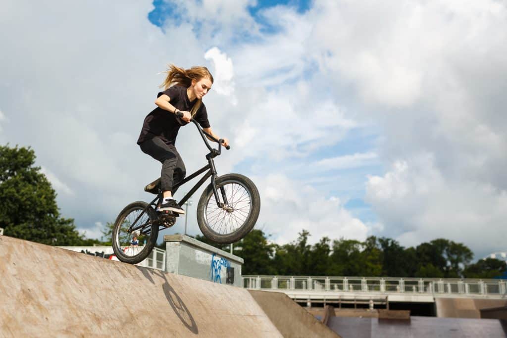 Teenage girl BMX rider