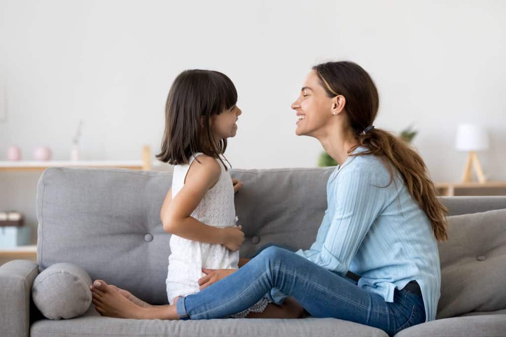 Single Mom Looking at Daughter's Eyes