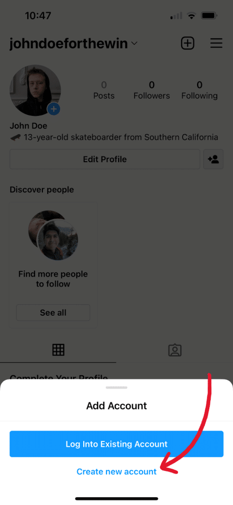 create new account