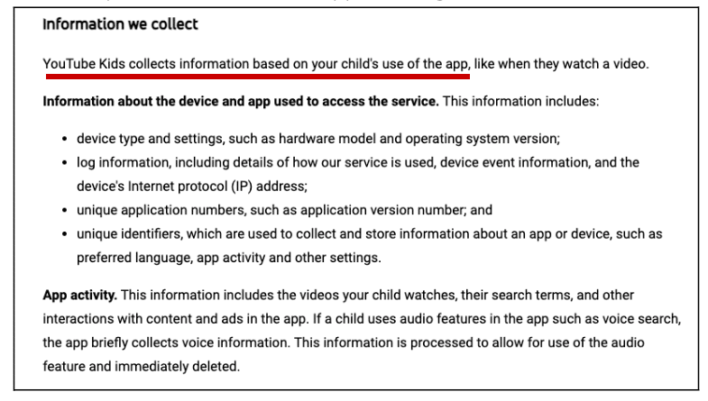 Youtube Kids Collects your child's data